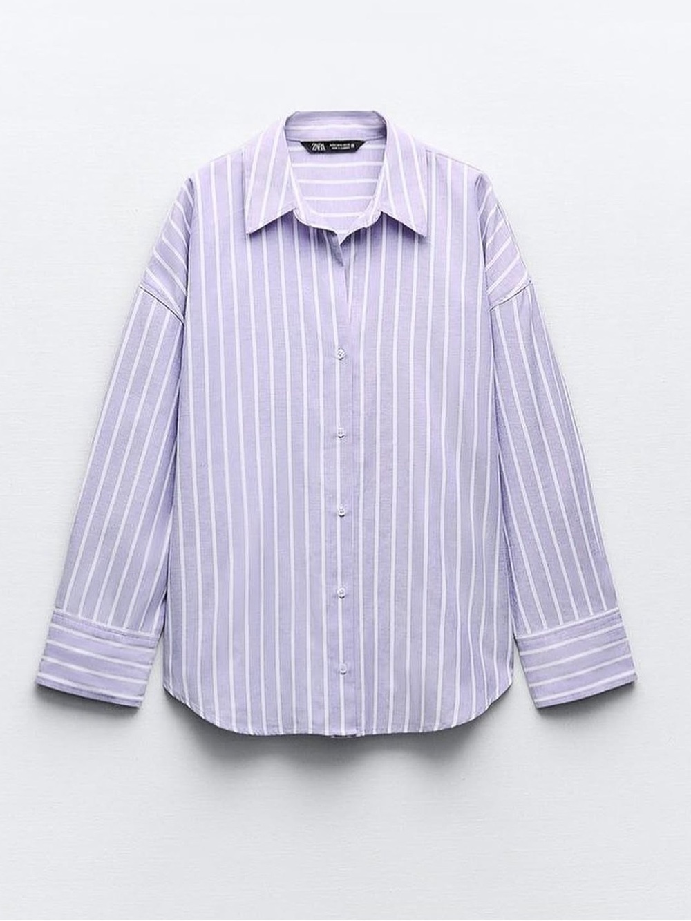 Zara Oversized Striped Lavender Button-Up Shirt XS
